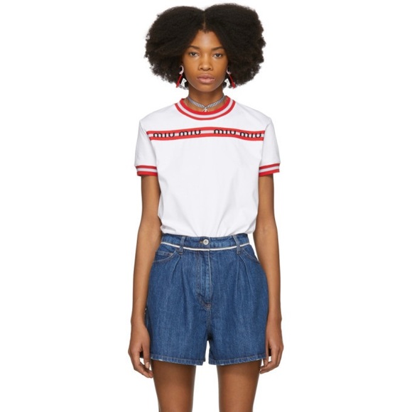Miu Miu White Tee with Red Accents - Picture 7 of 10